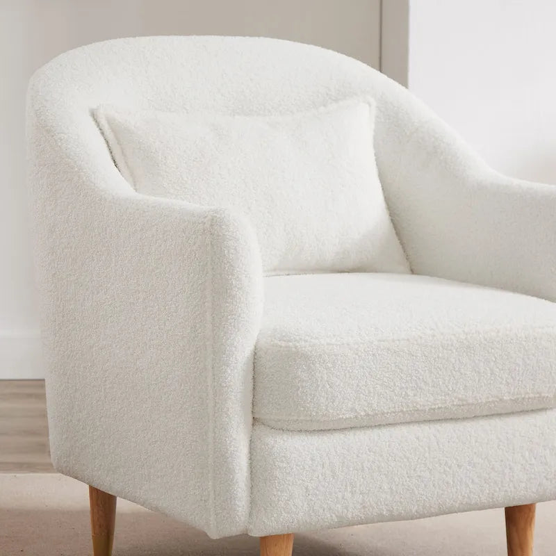 VANOMi 28.34W Set Of 2 Accent Armchair, Velvet Barrel Chair with Solid Wood Legs