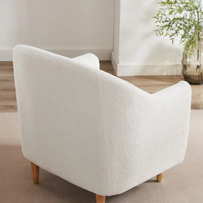 VANOMi 28.34W Set Of 2 Accent Armchair, Velvet Barrel Chair with Solid Wood Legs