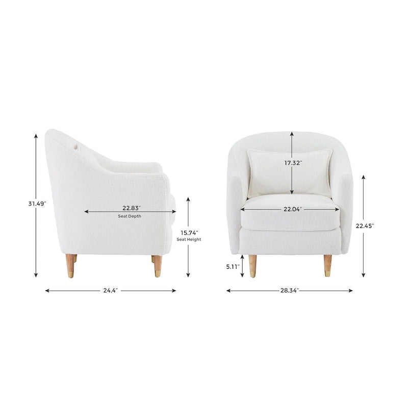 VANOMi 28.34W Set Of 2 Accent Armchair, Velvet Barrel Chair with Solid Wood Legs