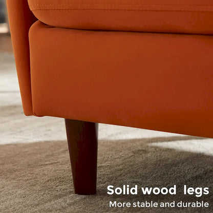 VANOMi 28.34W Set Of 2 Accent Armchair, Velvet Barrel Chair with Solid Wood Legs