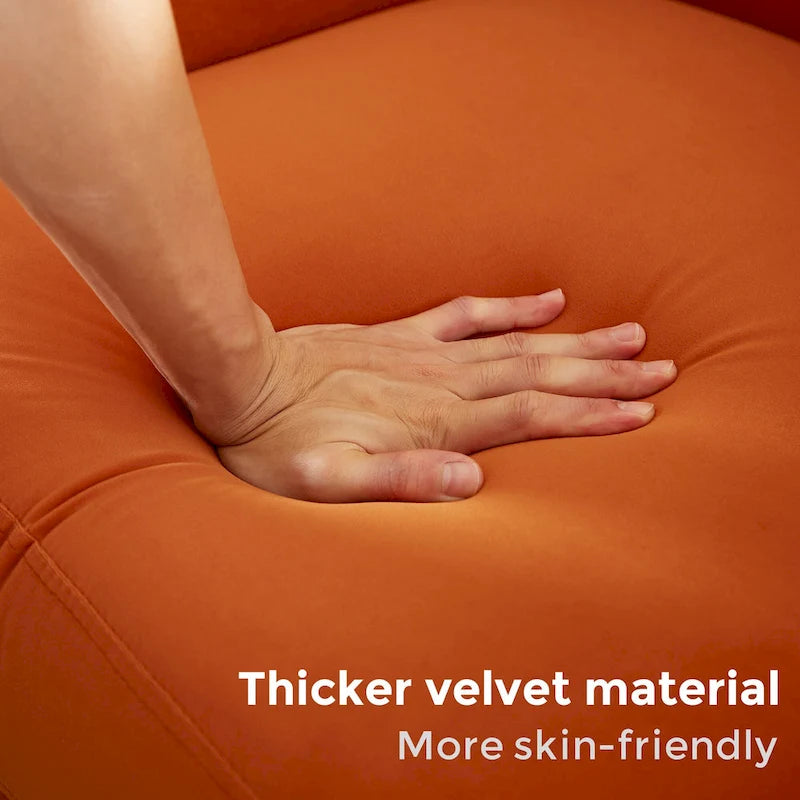 VANOMi 28.34W Set Of 2 Accent Armchair, Velvet Barrel Chair with Solid Wood Legs