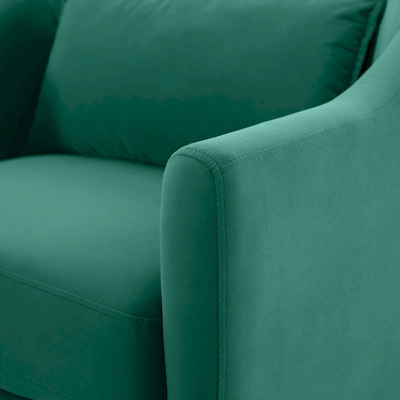 VANOMi 28.34W Set Of 2 Accent Armchair, Velvet Barrel Chair with Solid Wood Legs