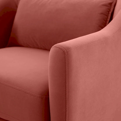 VANOMi 28.34W Set Of 2 Accent Armchair, Velvet Barrel Chair with Solid Wood Legs