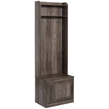 HOMCOM Rustic Hall Tree with Shoe Storage Bench, Entryway Bench with Coat Rack