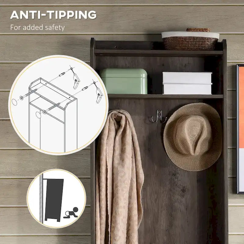 HOMCOM Rustic Hall Tree with Shoe Storage Bench, Entryway Bench with Coat Rack