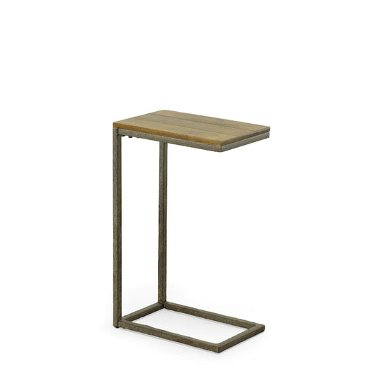 Carolina Living Aggie C-Form Accent Table - Harvest Oak Top - Aged Iron Base