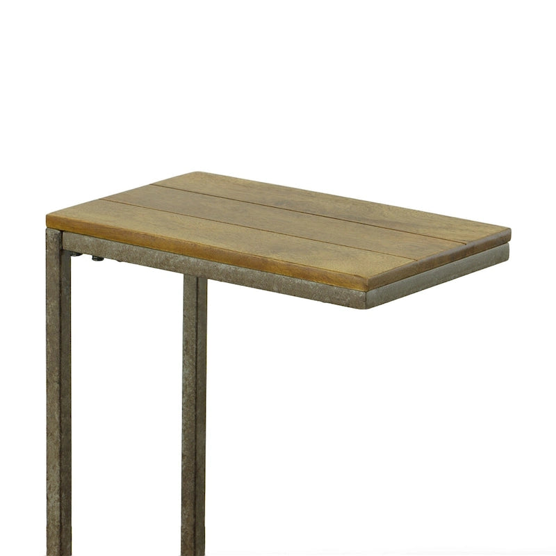 Carolina Living Aggie C-Form Accent Table - Harvest Oak Top - Aged Iron Base