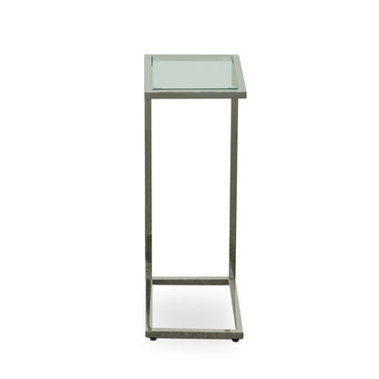 Carolina Living Aggie C-Form Accent Table - Harvest Oak Top - Aged Iron Base