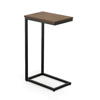 Carolina Living Aggie C-Form Accent Table - Harvest Oak Top - Aged Iron Base