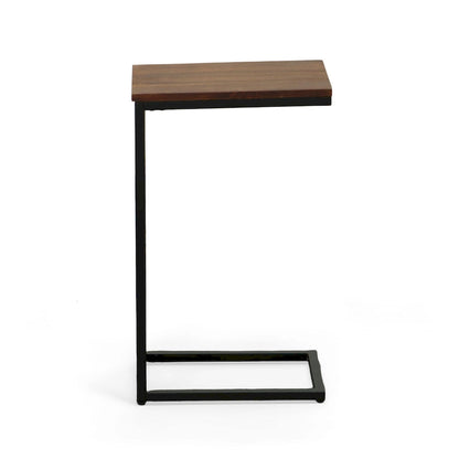 Carolina Living Aggie C-Form Accent Table - Harvest Oak Top - Aged Iron Base