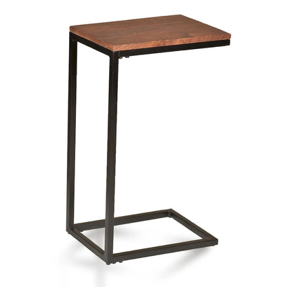 Carolina Living Aggie C-Form Accent Table - Harvest Oak Top - Aged Iron Base