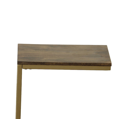 Carolina Living Aggie C-Form Accent Table - Harvest Oak Top - Aged Iron Base