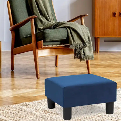 Adeco Small Square Footstool Ottoman Modern Fabric Footrest Stool