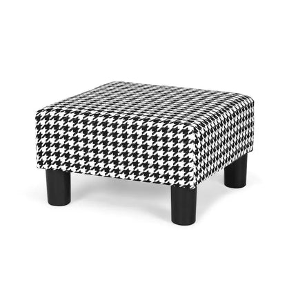 Adeco Small Square Footstool Ottoman Modern Fabric Footrest Stool