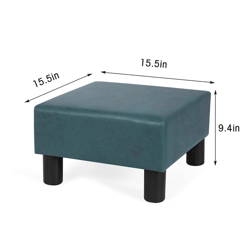 Adeco Small Square Footstool Ottoman Modern Fabric Footrest Stool