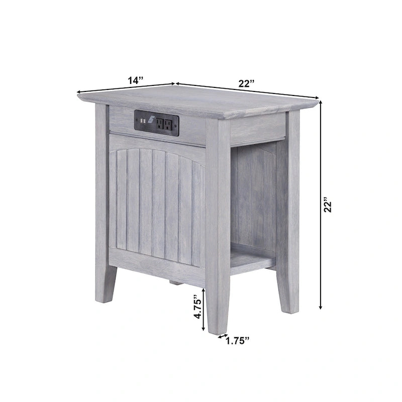 AFI Nantucket Chair Side Table with Built-in Charger