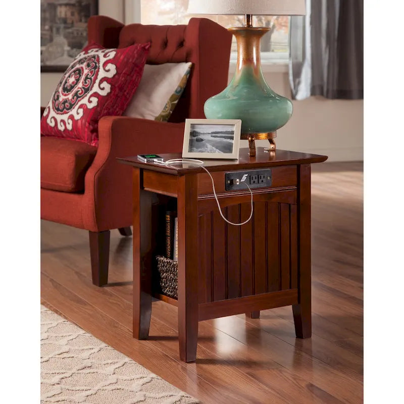 AFI Nantucket Chair Side Table with Built-in Charger