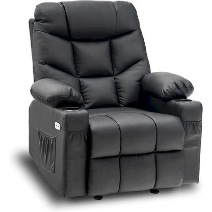 MCombo Manual Glider Rocker Recliner Chair with USB Ports, Faux Leather 8002