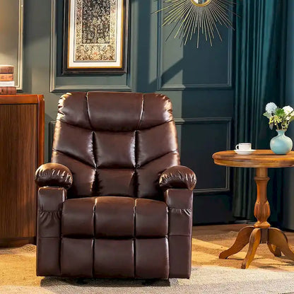 MCombo Manual Glider Rocker Recliner Chair with USB Ports, Faux Leather 8002