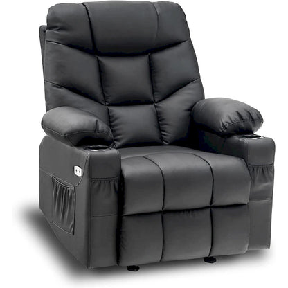 MCombo Manual Glider Rocker Recliner Chair with USB Ports, Faux Leather 8002