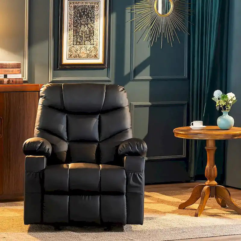 MCombo Manual Glider Rocker Recliner Chair with USB Ports, Faux Leather 8002