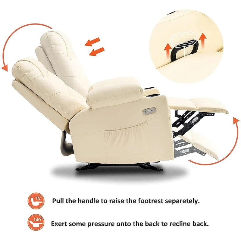 MCombo Manual Glider Rocker Recliner Chair with USB Ports, Faux Leather 8002