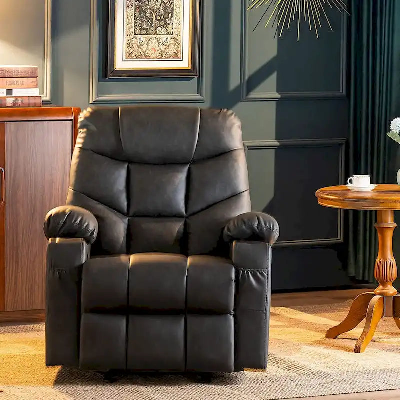 MCombo Manual Glider Rocker Recliner Chair with USB Ports, Faux Leather 8002