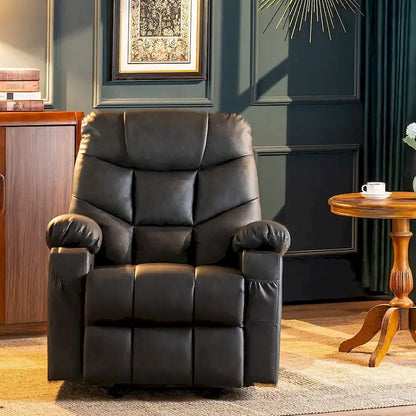 MCombo Manual Glider Rocker Recliner Chair with USB Ports, Faux Leather 8002