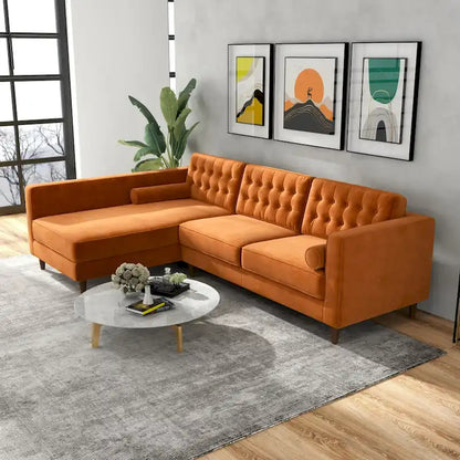 Ora Tufted Modern Living Room Velvet Corner Sectional Sofa