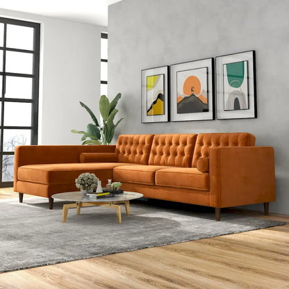 Ora Tufted Modern Living Room Velvet Corner Sectional Sofa