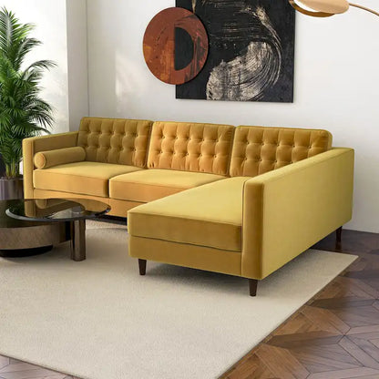 Ora Tufted Modern Living Room Velvet Corner Sectional Sofa