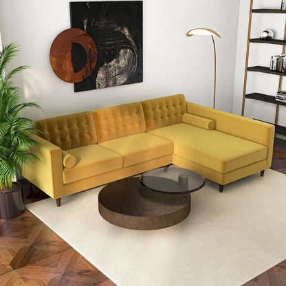 Ora Tufted Modern Living Room Velvet Corner Sectional Sofa