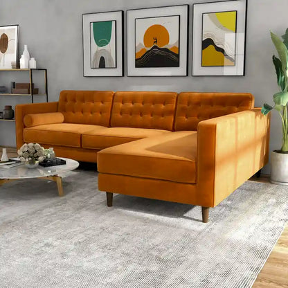 Ora Tufted Modern Living Room Velvet Corner Sectional Sofa