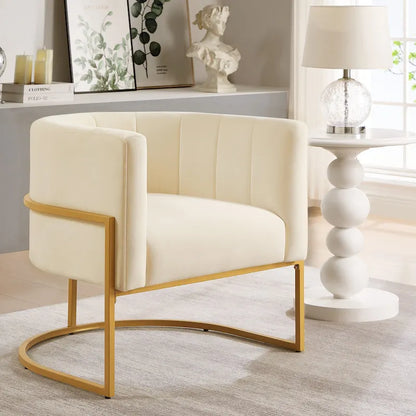 Accent Chair with Golden Metal Stand