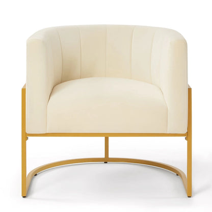 Accent Chair with Golden Metal Stand
