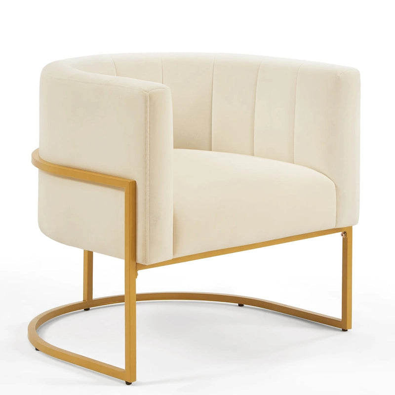 Accent Chair with Golden Metal Stand