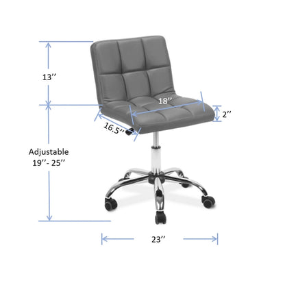 TOTO Home Office Button-Tufted Desk Chair, Armless Thick Cushion, Adjustable Height 19-25, Modern Red - N/A