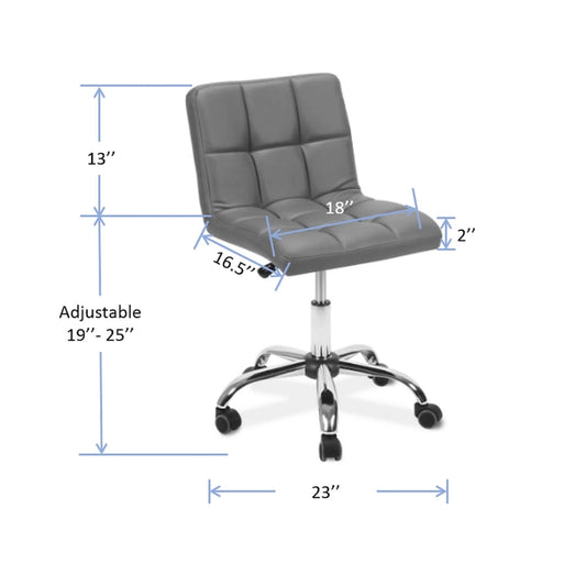 TOTO Home Office Button-Tufted Desk Chair, Armless Thick Cushion, Adjustable Height 19-25, Modern Red - N/A