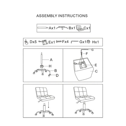 TOTO Home Office Button-Tufted Desk Chair, Armless Thick Cushion, Adjustable Height 19-25, Modern Red - N/A