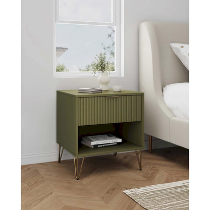 Manhattan Comfort Dumbo Mid Century Nightstand with 1 Drawer