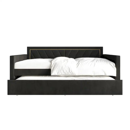 CraftPorch Glam Velvet Upholstered Twin Size Daybed with Trundle