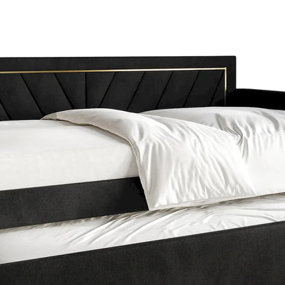 CraftPorch Glam Velvet Upholstered Twin Size Daybed with Trundle