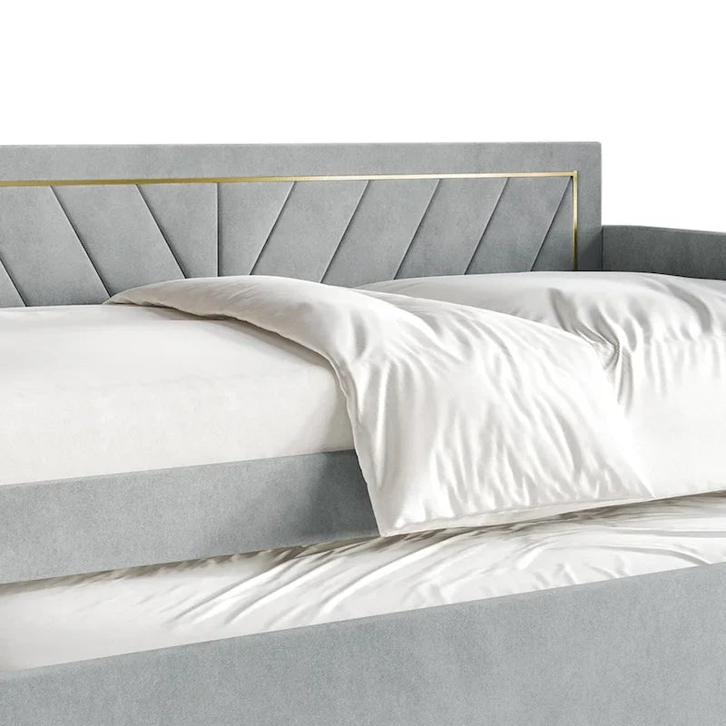 CraftPorch Glam Velvet Upholstered Twin Size Daybed with Trundle