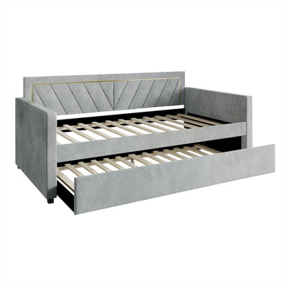 CraftPorch Glam Velvet Upholstered Twin Size Daybed with Trundle