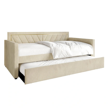 CraftPorch Glam Velvet Upholstered Twin Size Daybed with Trundle