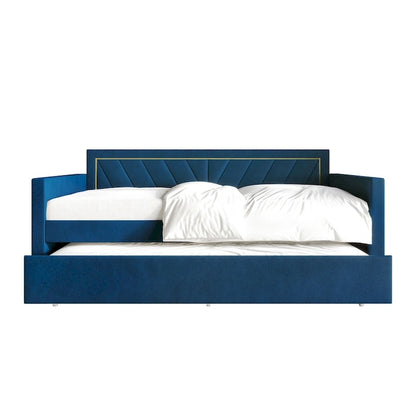 CraftPorch Glam Velvet Upholstered Twin Size Daybed with Trundle
