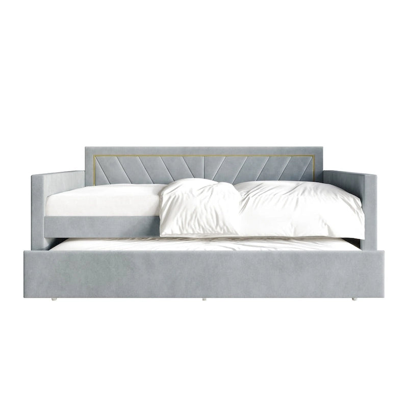 CraftPorch Glam Velvet Upholstered Twin Size Daybed with Trundle