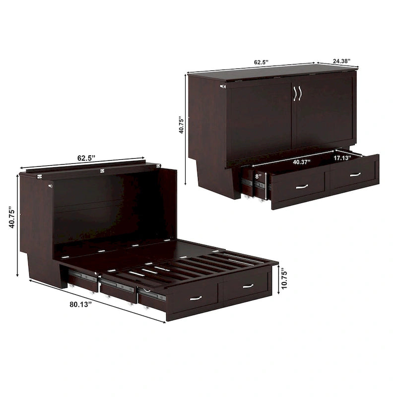 Chelsea Queen Murphy Bed Chest with Mattress