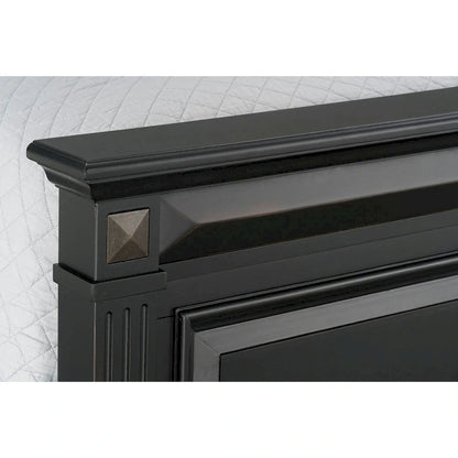 Roundhill Furniture Renova Vintage Black Wood Panel Bed