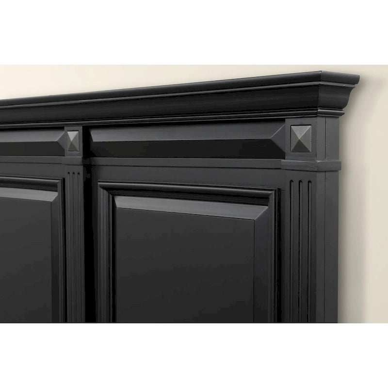 Roundhill Furniture Renova Vintage Black Wood Panel Bed